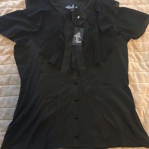 Hell Bunny Ruffle Button-up Blouse